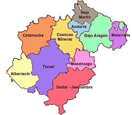 Comarcas of the Province of Teruel