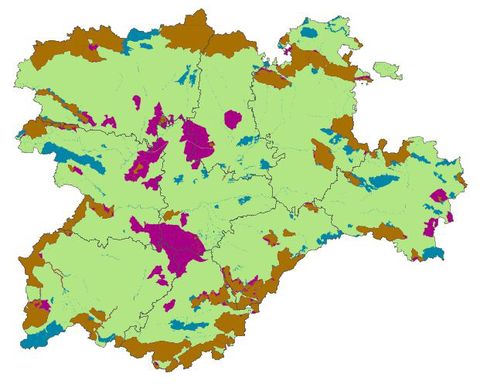 Protected natural areas in the provinces of Castilla y Leon 2008