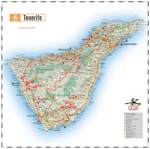 Mapa de carreteras de la Isla Tenerife