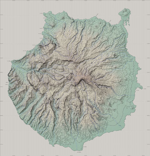 Mapa topográfico de la isla de Gran Canaria 2007