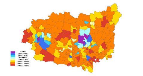 Population in the municipalities of the Province of León between 1981-2009