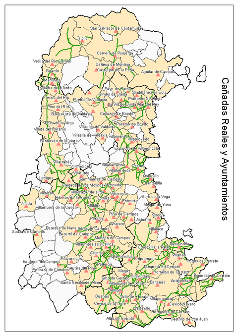 Cañadas reales y ayuntamientos en la Provincia de Palencia 2009