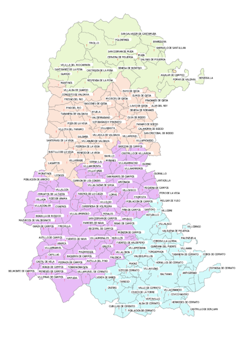 Municipalities with an ayuntamiento in the Province of Palencia 2007