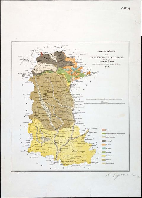 Geological map of the Province of Palencia 1856