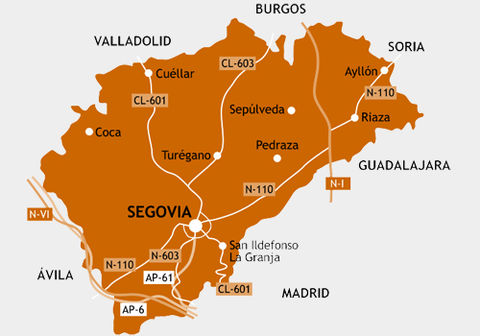 Mapa De Carreteras De La Provincia De Segovia 