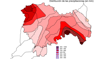 Average yearly precipitation in the Province of Guadalajara 2008