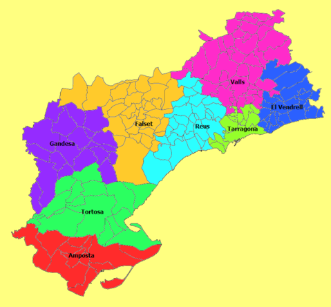 Judicial districts of the province of Tarragona 2010