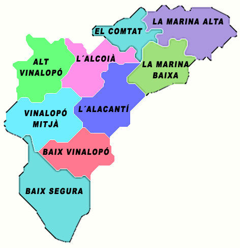 Comarcas of the Province of Alicante