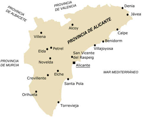 Cities of the province of Alicante 2005