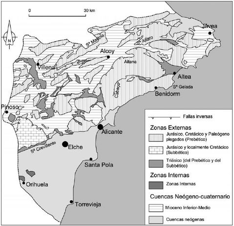 Geologic map of the Province of Alicante