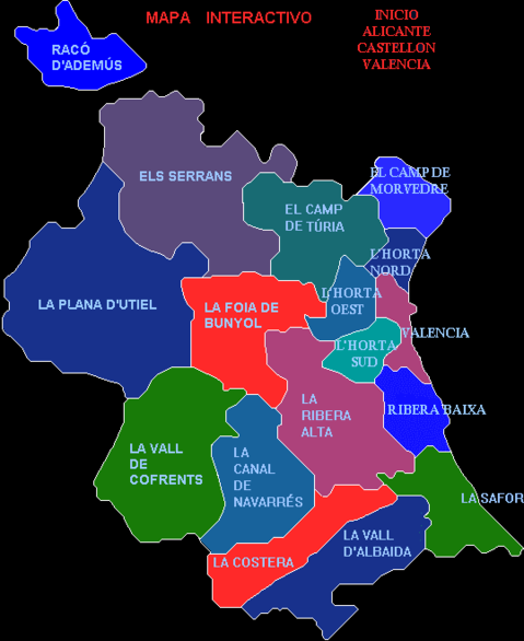 Comarcas de la Provincia de Valencia