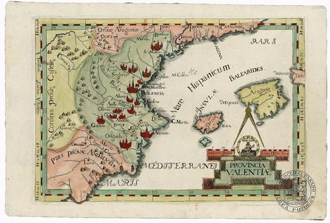 Mapa de la Provincia de Valencia 1712