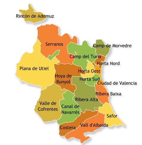 Comarcas of the Province of Valencia