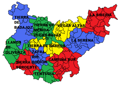 Comarcas of the Province of Badajoz 2010