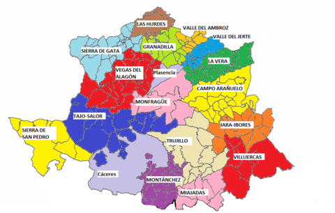 Comarcas of the Province of Cáceres 2010