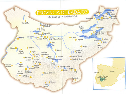 Reservoirs and swamps in the province of Badajoz