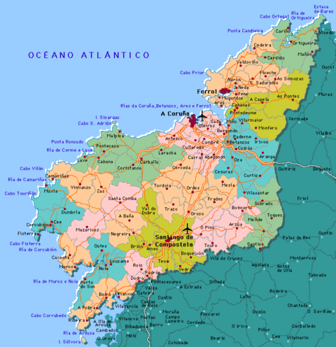 Mapa de la Provincia de La Coruña