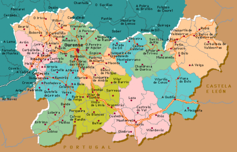 Province of Ourense road map