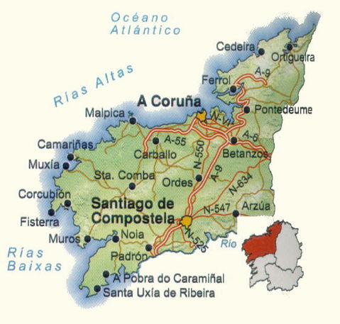 Province of A Coruña road map