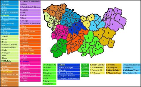 Comarcas and municipalities of the province of Ourense 2005