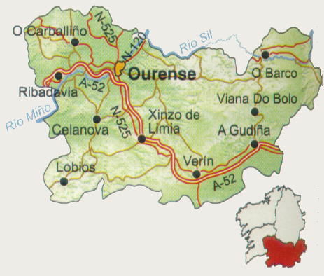 Province of Ourense road map