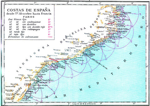 Costa de España desde Alcocebre hasta Francia