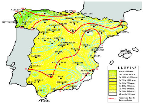 Mean annual precipitation in Spain