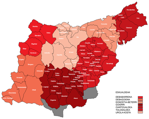 Municipalities and comarcas of Guipúzcoa 2007