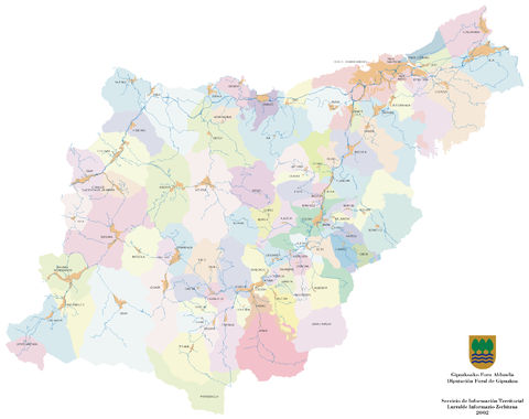 Municipalities, Associations and Urban areas of Gipuzkoa 2002