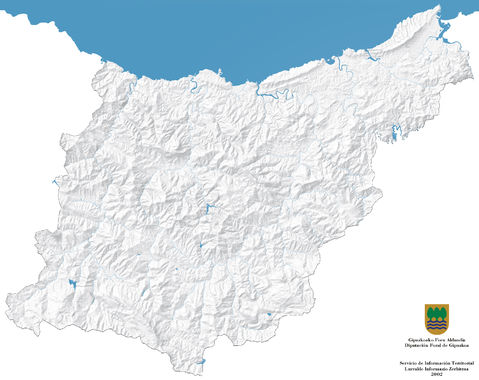 Topography and hydrographic network of Gipuzkoa 2002