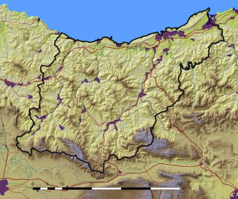 Physical map of Guipúzcoa 2008