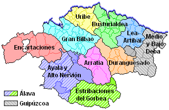 Comarcas de Vizcaya prescindiendo de los límites provinciales 2005