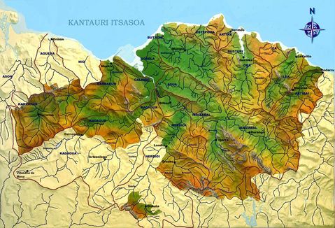 mapa fisico bizkaia Mapa físico de Vizcaya con sus ríos | Gifex