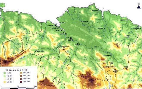 Mapa topográfico de Vizcaya