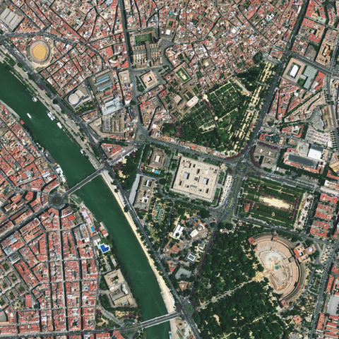 Seville downtown satellite image 2010