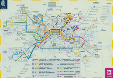 Bus lines in Granada 2004