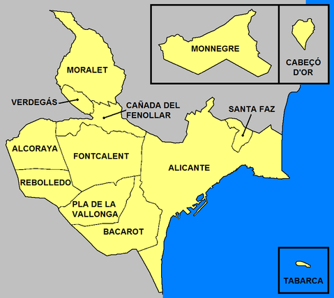 Population entities of the municipality of Alicante 2007