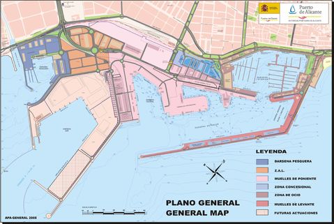 Plano del puerto de Alicante 2008