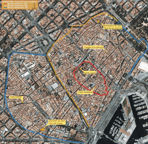 Map of the medieval quarter of Barcelona