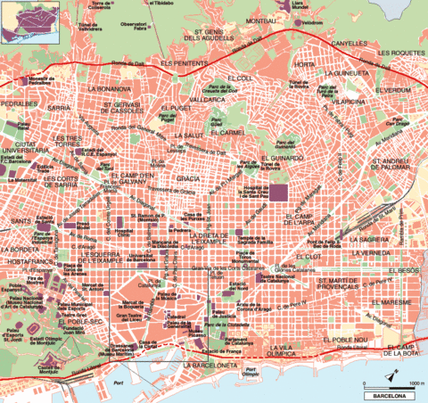 Barcelona tourist map