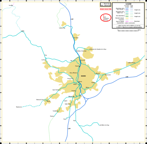 Madrid area railways map 2009