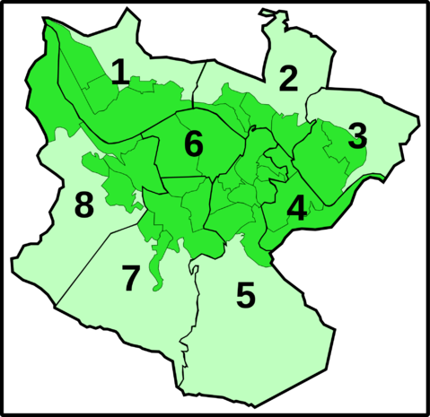 Distritos de Bilbao con su numeración oficial 2007