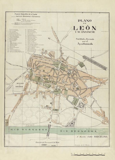 Map of León and its enlargement