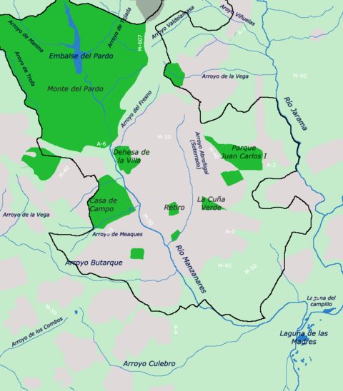 Ríos y principales parques de la ciudad de Madrid 2006