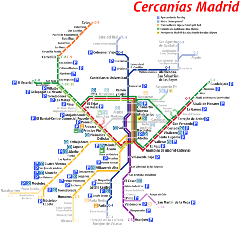 Madrid suburban rail network 2009