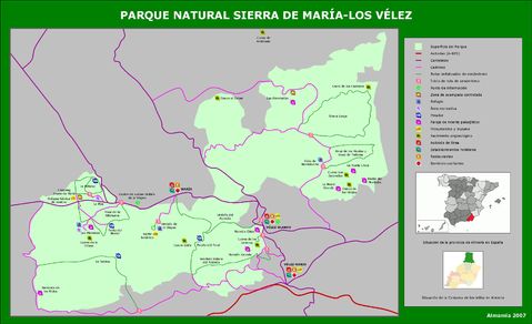 Map of Sierra de María-Los Vélez Natural Park 2007