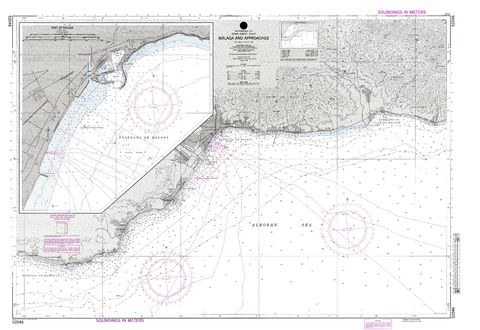 Málaga and approaches nautical chart 1986