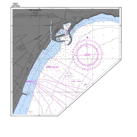 Nautical chart of the port of Málaga