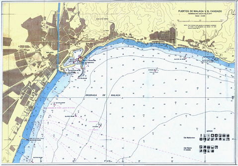 Nautical chart of the ports of Málaga and El Candado