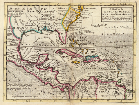 Mapa de las Indias Occidentales, México o Nueva España 1736